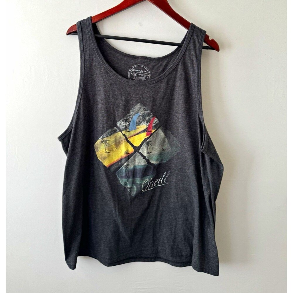 O'Neill Heather Tee Men's XL Gray Sleeveless Graphic Print Beach Tank Top